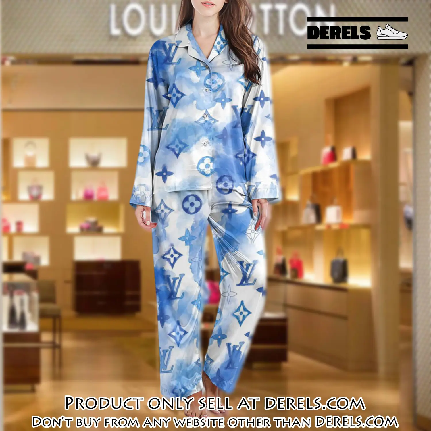Lv monogram long satin pajama set pjs1020 dr3436778